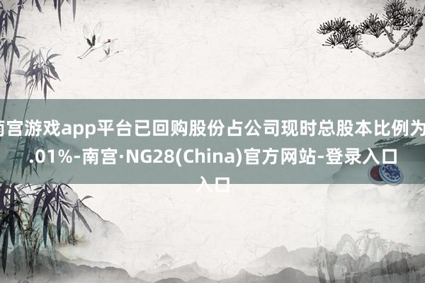 南宫游戏app平台已回购股份占公司现时总股本比例为0.01%-南宫·NG28(China)官方网站-登录入口